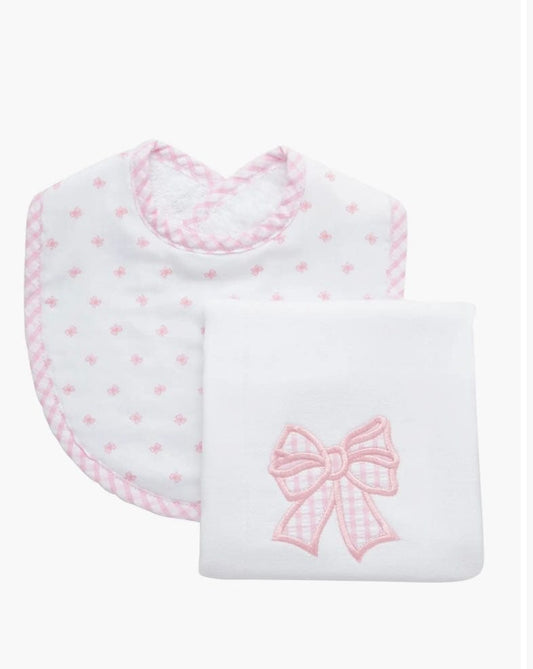 3 Marthas Bow Basic Bib & Burp Boxed Set, Pink