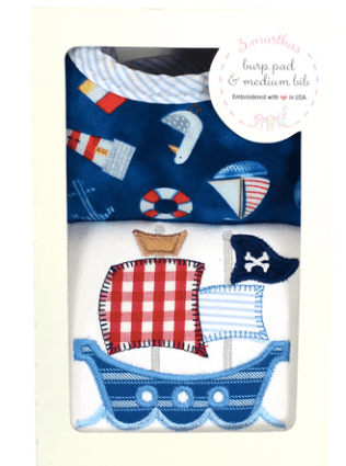 3 Marthas Pirate Basic Bib & Burp Box Set