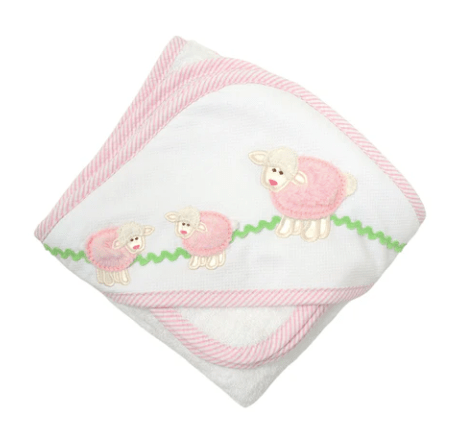 3 Marthas Pink Lamb Hooded Towel Set