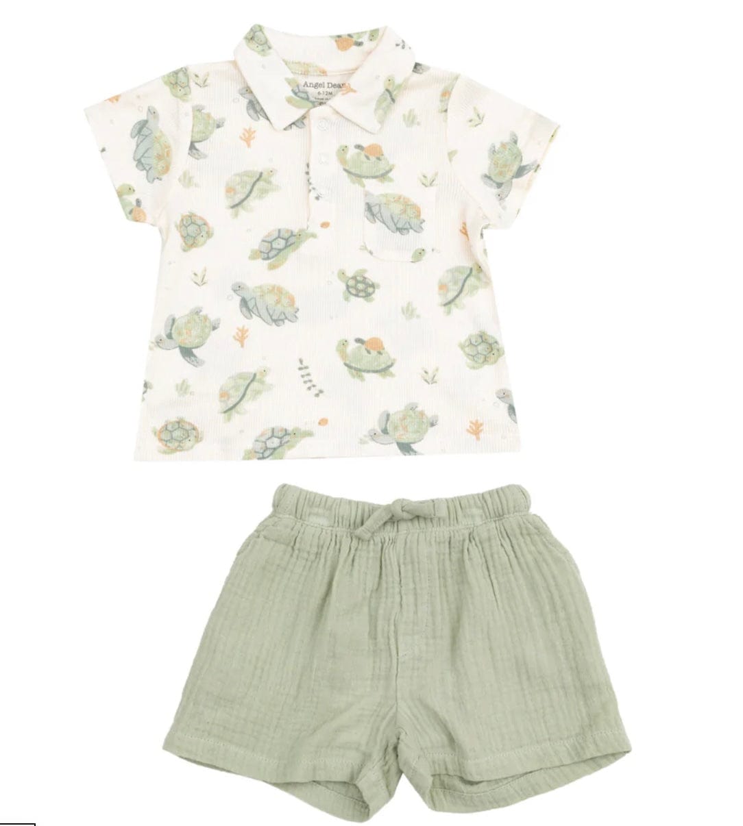 Angel Dear Polo Shirt and Muslin Short Sea Turtles