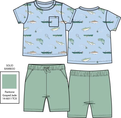 ANGEL DEAR Angel Dear Boys Boys-sets Fishing - Crew Neck Tee With Casual Short