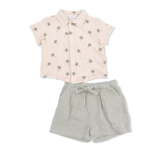 ANGEL DEAR Angel Dear Boys Boys-sets Palm Trees - Polo Button Up With Casual Short