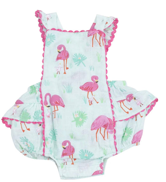 Angel Dear Flamingo Ric-Rac Ruffle Sunsuit