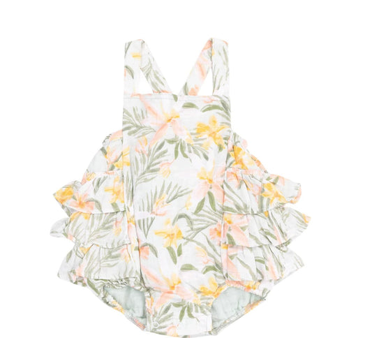 Angel Dear Island Floral Ruffle Sunsuit