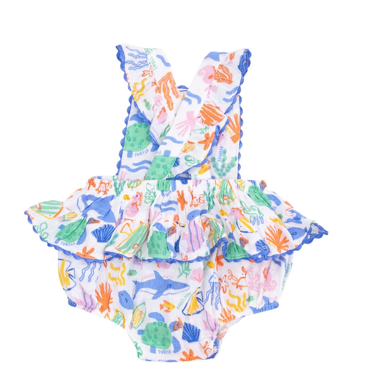 Angel Dear Ric-Rac Ruffle Sunsuit - Colorful Reef