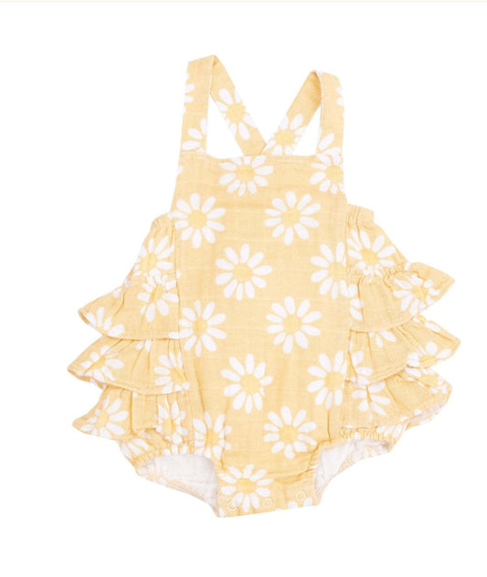 Angel Dear Yellow Ruffle Daisy Sunsuit
