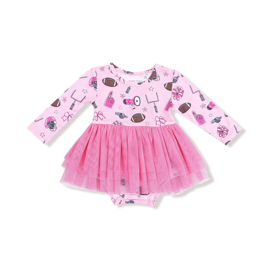 Angel Dear Angel Dear L/S Tutu Bodysuit in Game Day- Pink