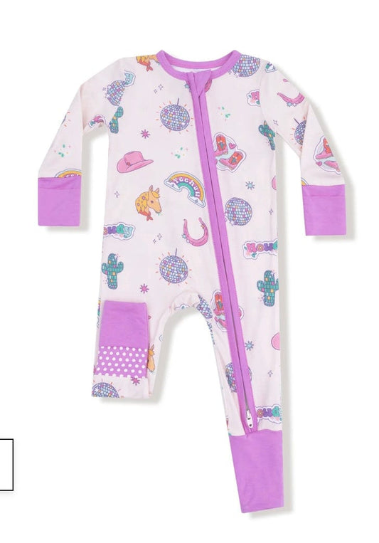 Angel Dear Disco Cowgirl zipper romper