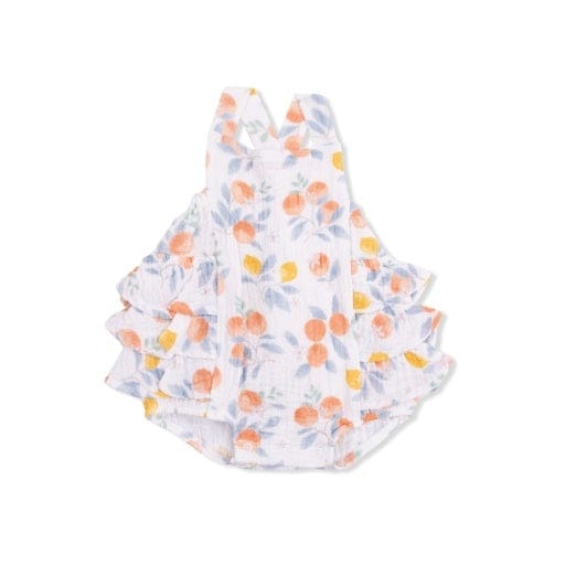ANGEL DEAR Angel Dear Girls Girls-bubbles Citrus Floral  - Ruffle Sunsuit