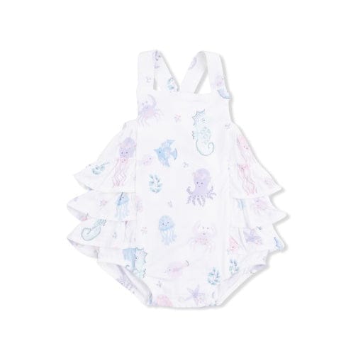 ANGEL DEAR Angel Dear Girls Girls-bubbles Floral Sea Creatures - Ruffle Sunsuit
