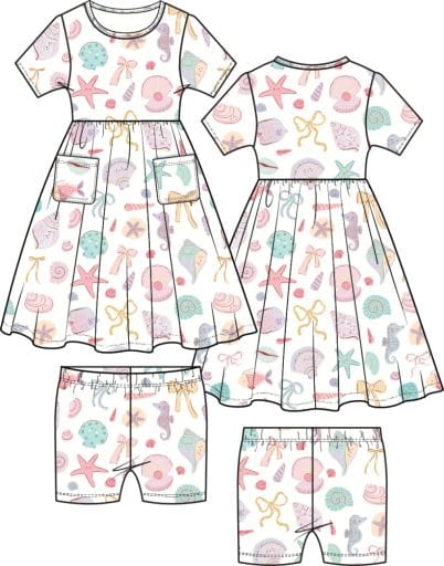 ANGEL DEAR Angel Dear Girls Girls-dresses Beach Days - Twirly Dress With Cartwheel Short