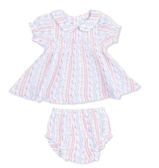 ANGEL DEAR Tulip Stripe Smocked Dress Set