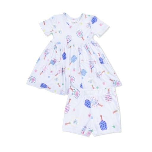 ANGEL DEAR Angel Dear Girls Girls-sets Floral Pickleball - Twirly Dress With Cartwheel Short