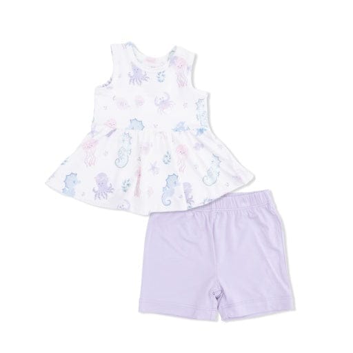 ANGEL DEAR Angel Dear Girls Girls-sets Floral Sea Creatures - Peplum Tank Top And Bike Short