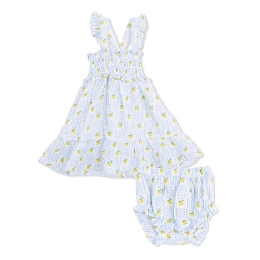 ANGEL DEAR Angel Dear Girls Girls-sets Lovely Lemons - Smocked Ruffle Sundress With Bloomer