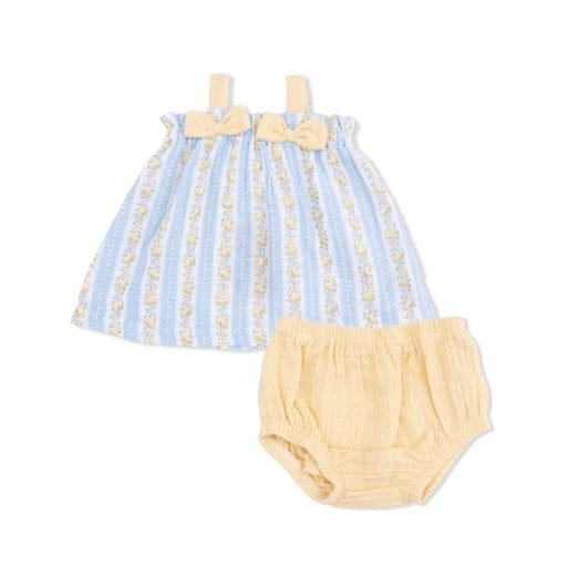 ANGEL DEAR Angel Dear Girls Girls-sets Odalys Floral Stripe - Top With Bows And Ruffle Leg Bloomer