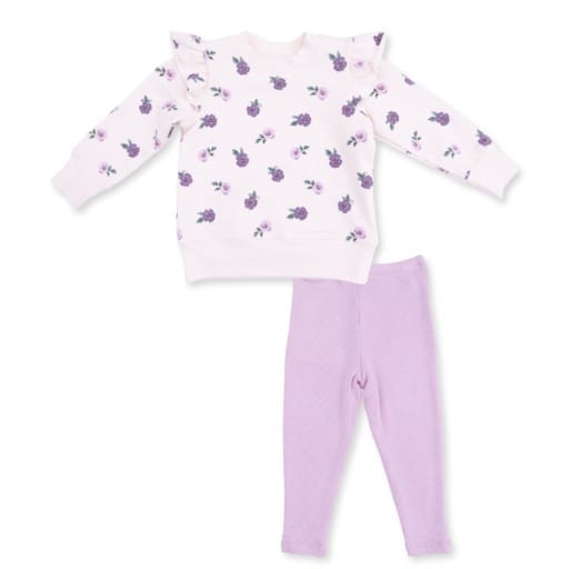 ANGEL DEAR Angel Dear Girls Girls-sets Violetta Floral - Ruffle Sweatshirt And Legging