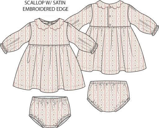 ANGEL DEAR Marnie Rosebud Stripe  Petal Collar Dress And Bloomer