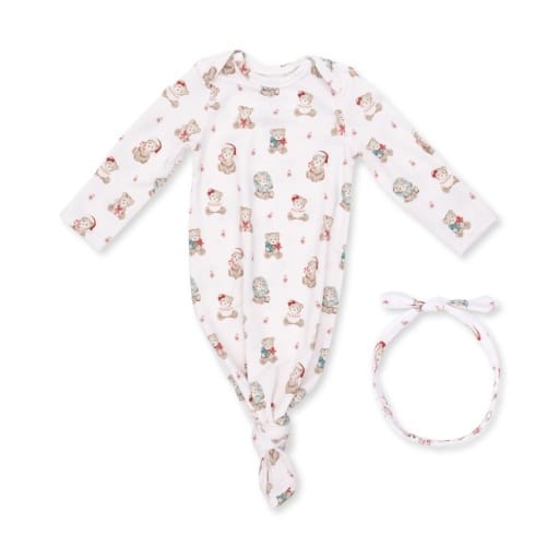ANGEL DEAR 0/3M Teddy Bears Pink Knotted Gown