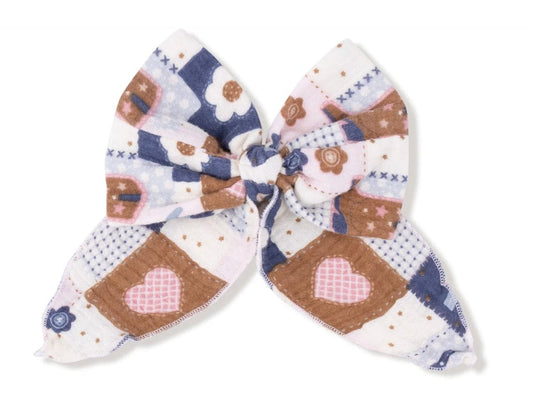 Angel Dear patchwork Cowgirl bow w/tails