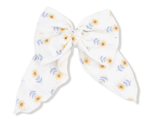 Angel Dear Western Sunflower  Bow with Tails Clip In