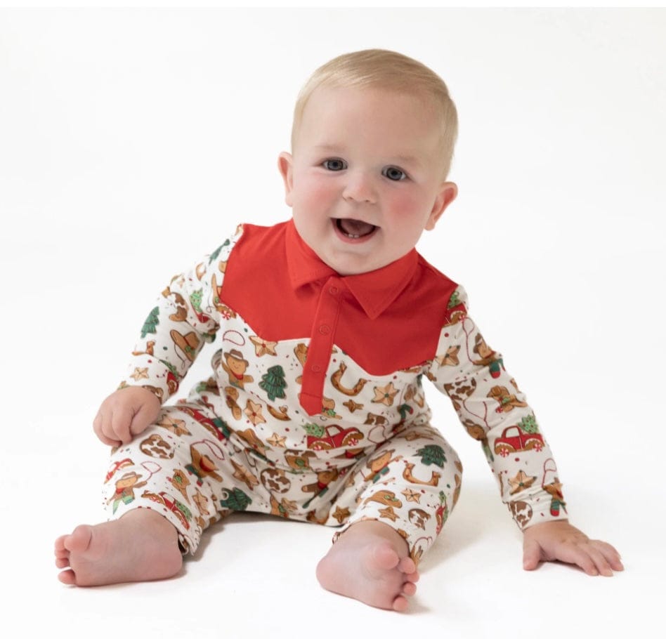 Angel Dear Cowboy Christmas  Long Sleeve Cowboy Romper