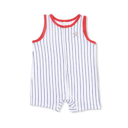 ANGEL DEAR Angel Dear Boys Infant Boys-bubbles Baseball Stripe - Sleeveless Shortie Romper