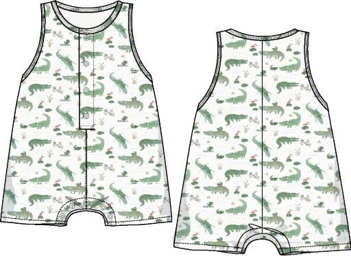 ANGEL DEAR Angel Dear Boys Infant Boys-bubbles Crayon Alligators - Sleeveless Shortie Romper