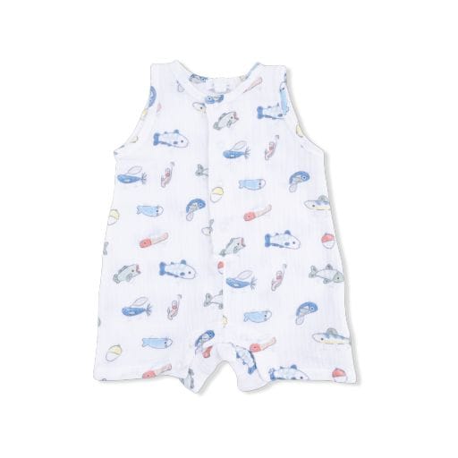 ANGEL DEAR Angel Dear Boys Infant Boys-bubbles Fishing Lures - Sleeveless Shortie Romper