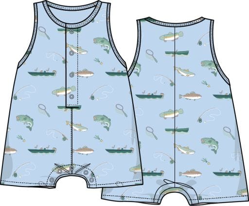 ANGEL DEAR Angel Dear Boys Infant Boys-bubbles Fishing - Sleeveless Shortie Romper