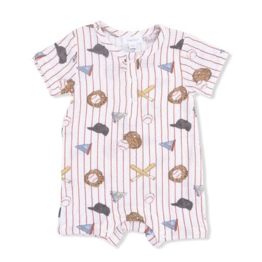 ANGEL DEAR Angel Dear Boys Infant Boys-bubbles Vintage Baseball Stripe  - Henley Shortall