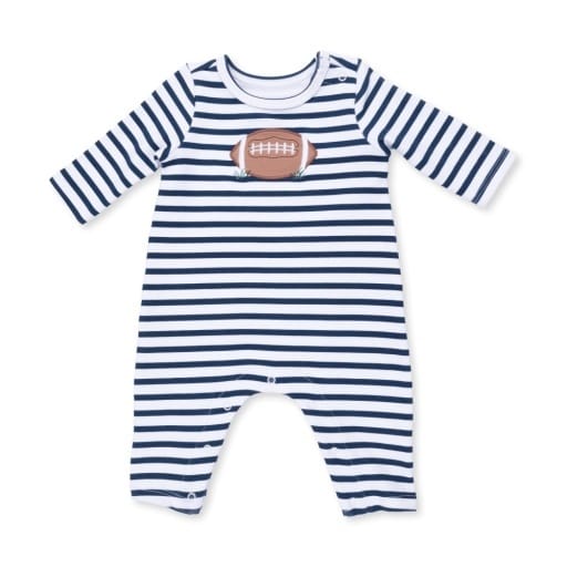 ANGEL DEAR Angel Dear Boys Infant Boys-bubbles/rompers/sets Football Navy - Long Sleeve Snap Shoulder Romper
