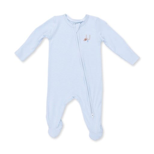 ANGEL DEAR Angel Dear Boys Infant Boys-footies/converters Football Blue Micro Stripe - 2 Way Zipper Footie