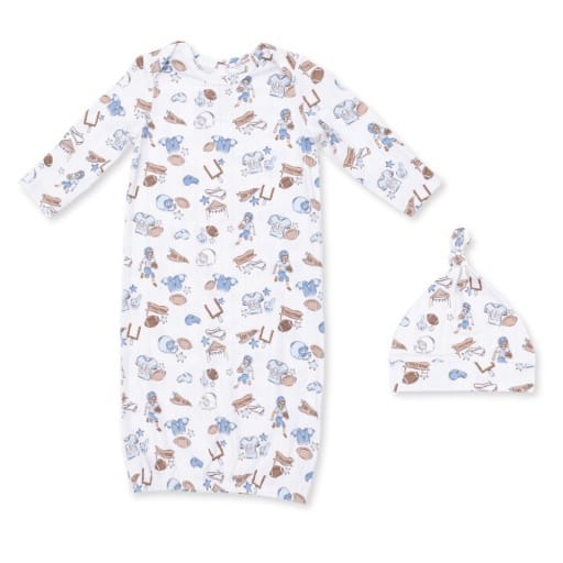 ANGEL DEAR Angel Dear Boys Infant Boys-gowns Football Nursery - Lap Shoulder Gown And Knotted Hat