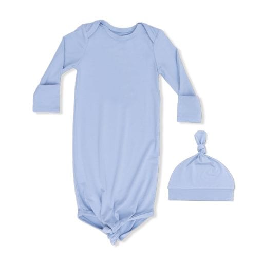 ANGEL DEAR Angel Dear Boys Infant Boys-gowns Solid Blue Fog - Knotted Gown And Hat
