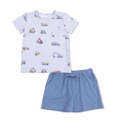 ANGEL DEAR Angel Dear Boys Infant Boys-sets Construction Vehicles - Crew Neck Tee With Casual Short