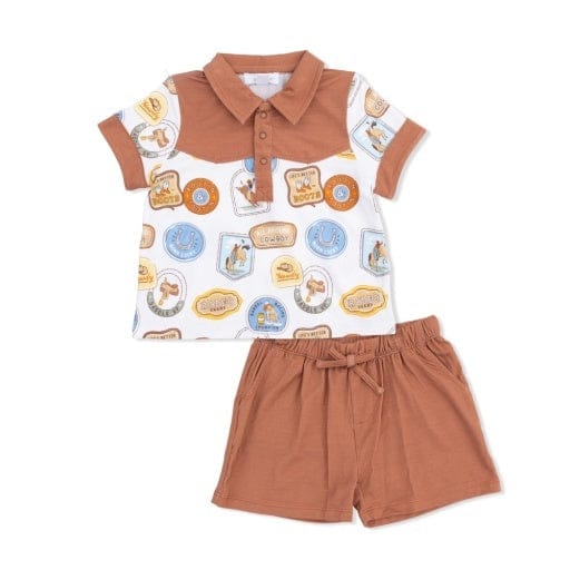 ANGEL DEAR Angel Dear Boys Infant Boys-sets Rodeo Patches Uni - Cowboy Polo With Casual Short