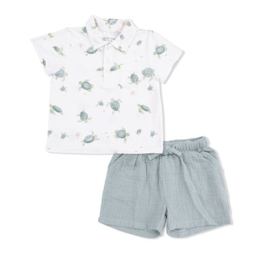 ANGEL DEAR Angel Dear Boys Infant Boys-sets Sea Turtles - Polo With Casual Short