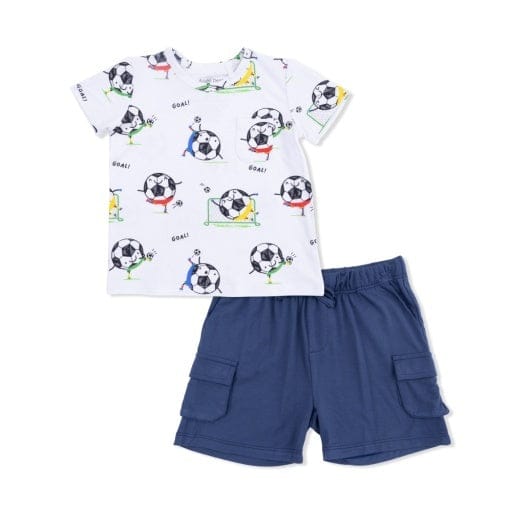 ANGEL DEAR Angel Dear Boys Infant Boys-sets Soccer Balls Playing Soccer  Blue - Crew Neck Tee With Cargo Short