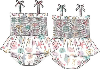 ANGEL DEAR Angel Dear Girls Infant Girls-bubbles Beach Days - Smocked Bubble With Skirt