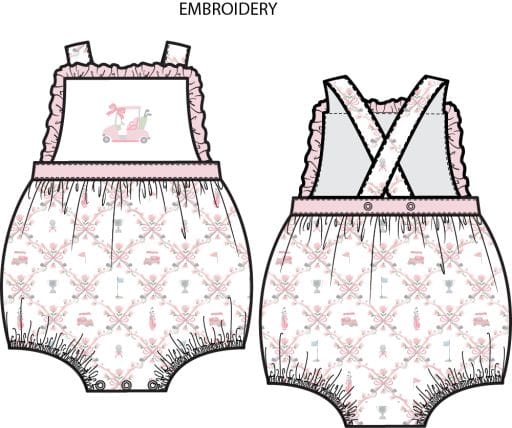 ANGEL DEAR Angel Dear Girls Infant Girls-bubbles Golf Trellis Pink - Ruffle Bubble