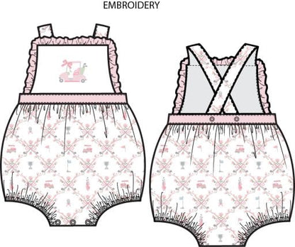 ANGEL DEAR Angel Dear Girls Infant Girls-bubbles Golf Trellis Pink - Ruffle Bubble