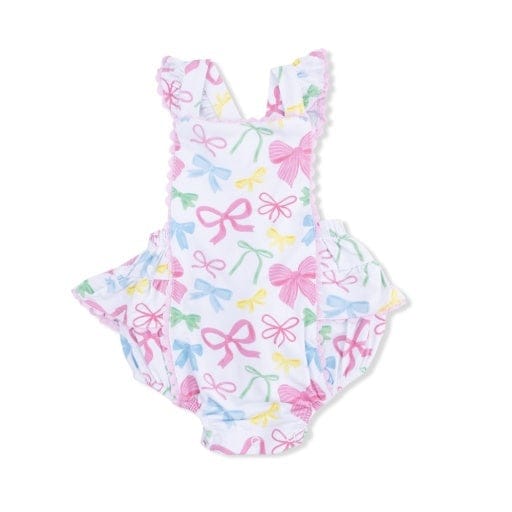 ANGEL DEAR Angel Dear Girls Infant Girls-bubbles Sweet Bows - Ric Rac Ruffle Sunsuit