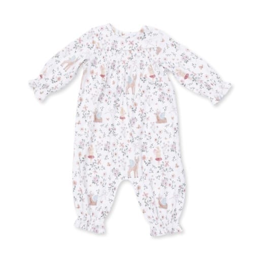 ANGEL DEAR Angel Dear Girls Infant Girls-bubbles/dress/rompers/sets Enchanted Woodland - Smocked Long Sleeve Romper