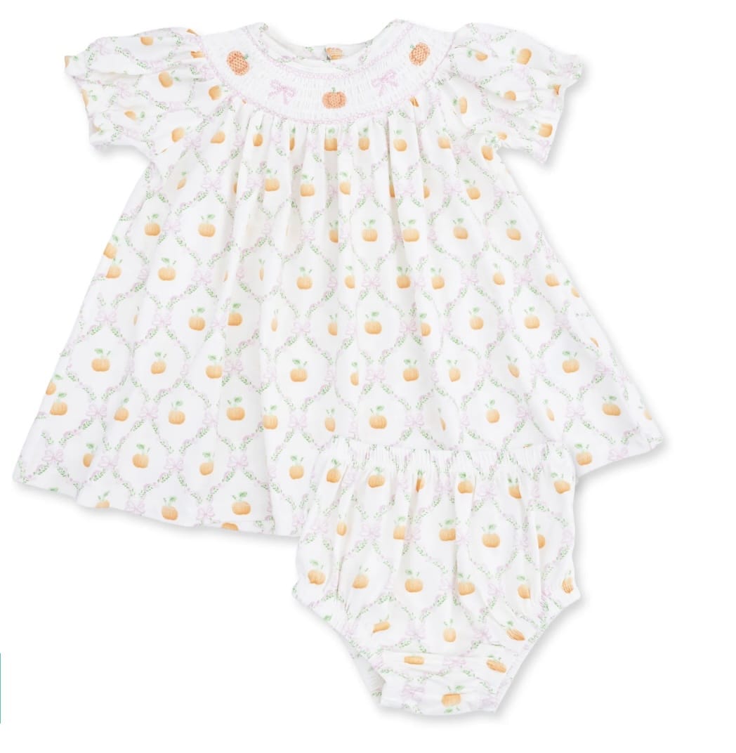 ANGEL DEAR Pretty Pumpkin Trellis dress