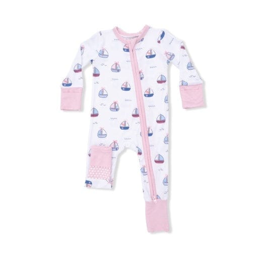ANGEL DEAR Angel Dear Girls Infant Girls-footies/converters Bubbly Sailboats Pink - Convertible Romper
