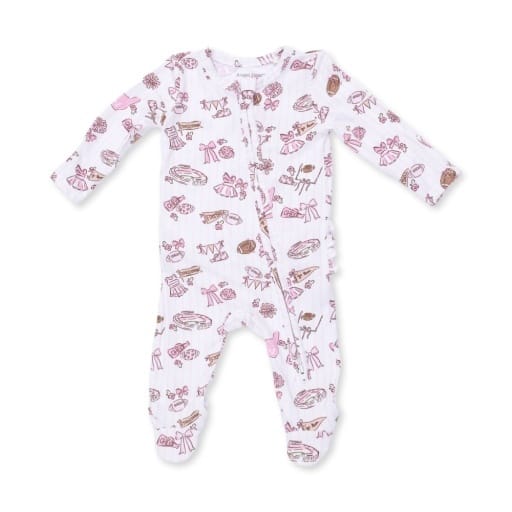 ANGEL DEAR Angel Dear Girls Infant Girls-footies/converters Football Cheer Nursery - 2 Way Ruffle Back Zipper Footie