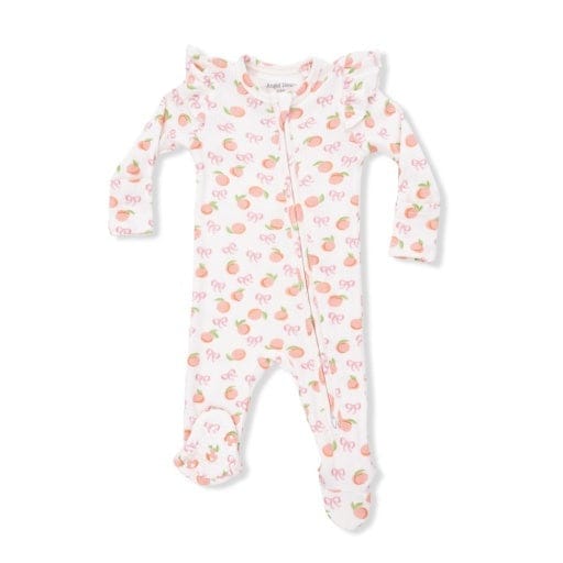 ANGEL DEAR Angel Dear Girls Infant Girls-footies/converters Little Peaches - 2 Way Ruffle Sleeve Zipper Footie