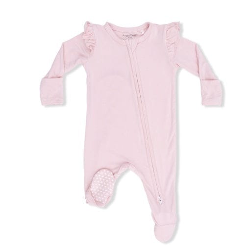 ANGEL DEAR Angel Dear Girls Infant Girls-footies/converters Solid Lotus - 2 Way Ruffle Sleeve Zipper Footie