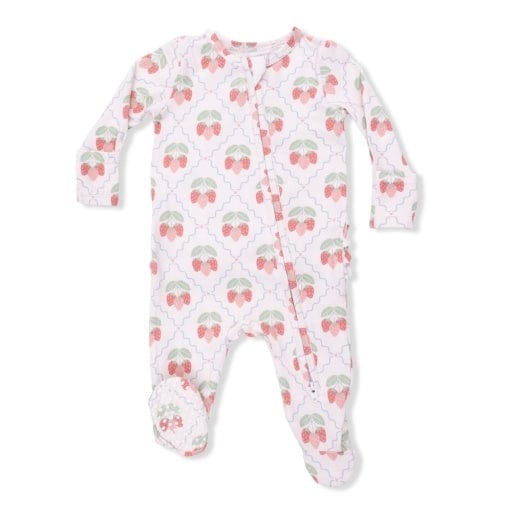 ANGEL DEAR Angel Dear Girls Infant Girls-footies/converters Sweet Strawberries - 2 Way Ruffle Back Zipper Footie